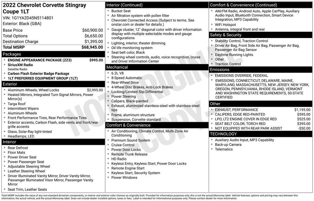 2022 Chevrolet Corvette Stingray 1LT