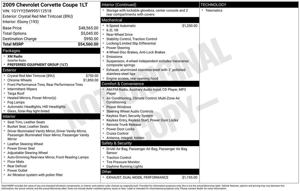 2009 Chevrolet Corvette w/1LT