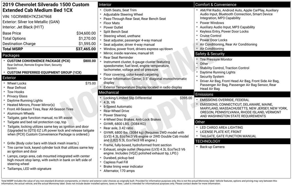 2019 Chevrolet Silverado 1500 Custom