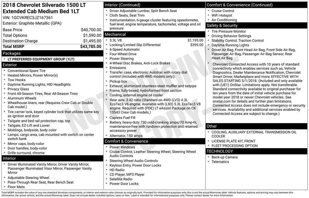 2018 Chevrolet Silverado 1500 LT