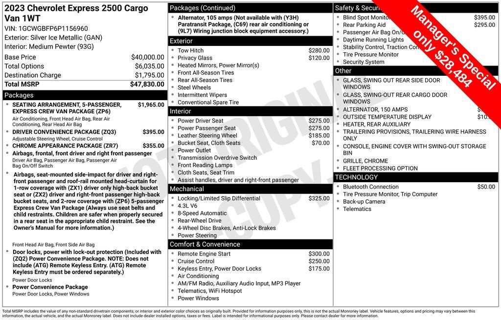 2023 Chevrolet Express Cargo 2500 WT