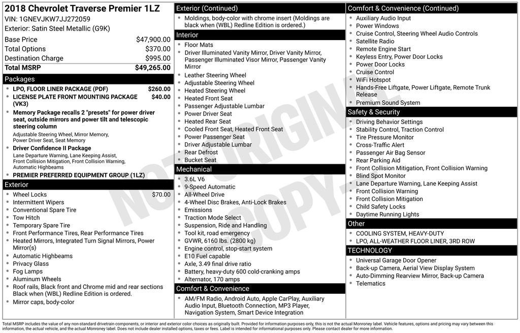 2018 Chevrolet Traverse Premier
